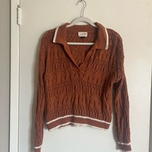 Universal Threads Crocheted Collared Sweater